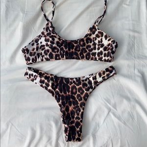 Cheetah print bathing suit set